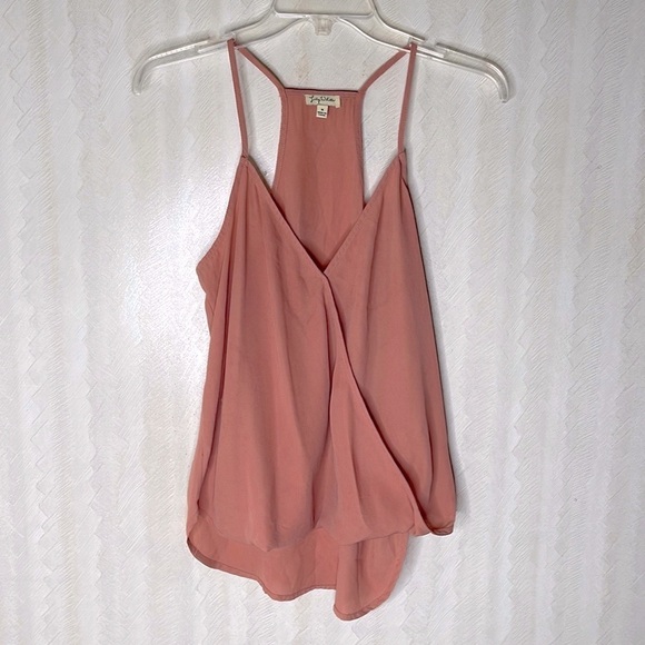 ❤️ LILY WHITE Women's Top Pink Surplice Spaghetti Strap Draping Blouse Medium - Picture 5 of 7